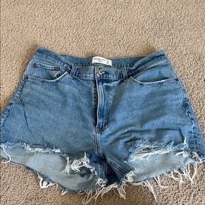 Abercrombie & Fitch Distressed Blue Jean Shorts